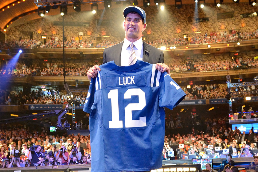 Indianapolis Colts QB and No 1 overall pick Andrew Luck during selection process at Radio City Music Hall. 