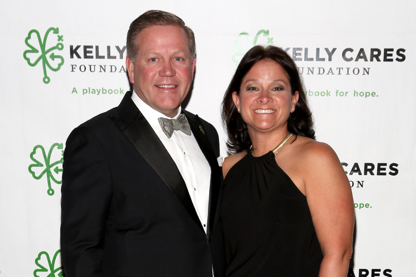 Brian Kelly and his wife at the 2014 Kelly Cares Foundation's Irish Eyes Gala.