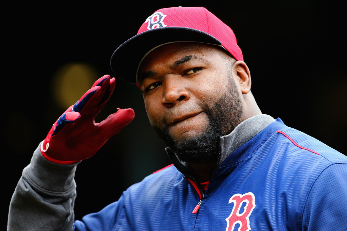 David Ortiz #34 of the Boston Red Sox enters the dugout after batting practice before the Red Sox home opener in 2016