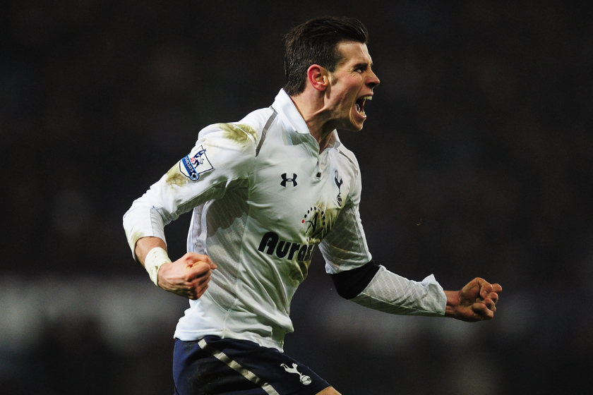 Gareth Bale celebrates a goal for Tottenham Hotspur