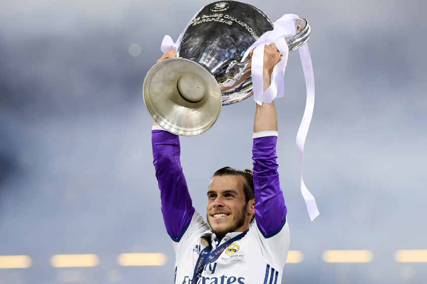 Gareth Bale lifts the UEFA Champions League Cup after defeating Juventus in 2017 Finals