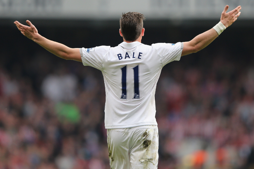 Gareth Bale celebrates a big moment in a game for Tottenham Hotspur