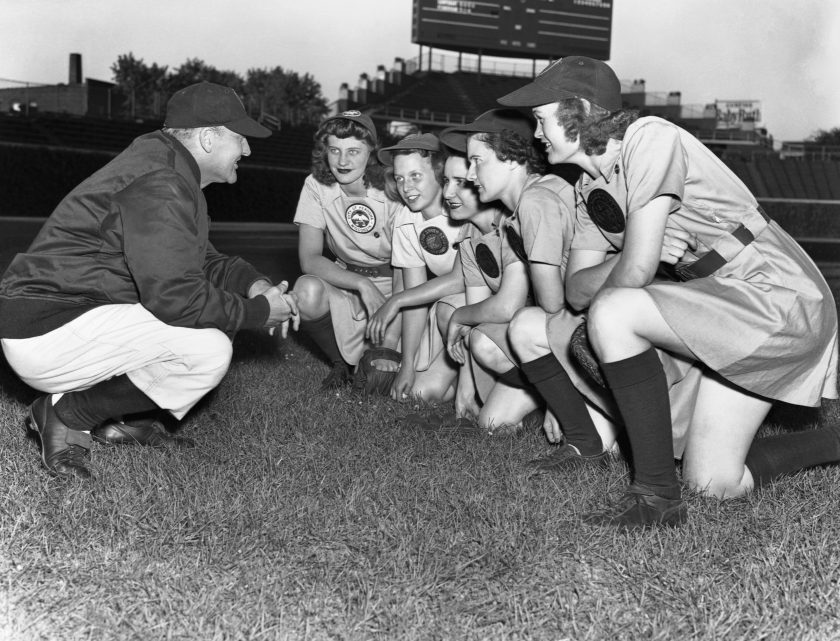 The Rockford Peaches are coached by former hockey player Eddie Stumpf.