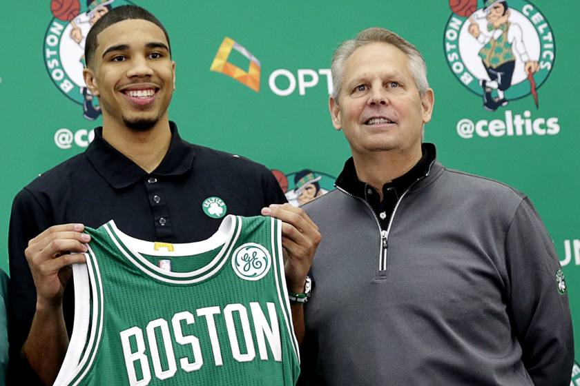  The Boston Celtics introduce their newest player, Jayson Tatum, during an afternoon press conference