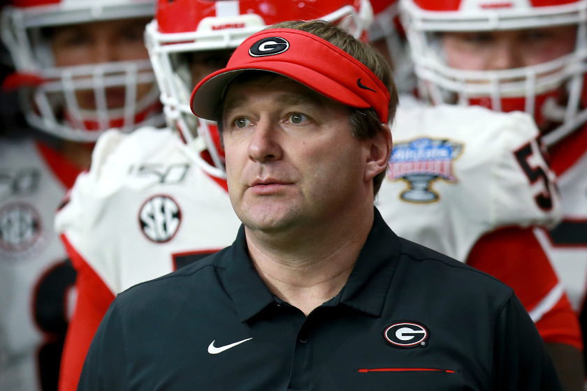 Head coach Kirby Smart of the Georgia Bulldogs walks onto the field prior to the Allstate Sugar Bowl against the Baylor Bears