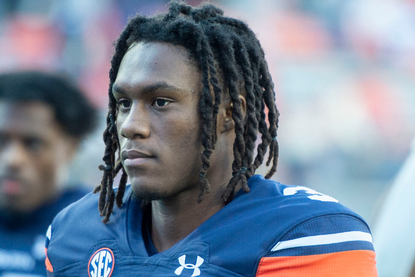 Wide receiver Tar'Varish Dawson Jr. #3 of the Auburn Tigers after their game against the Mississippi State Bulldogs