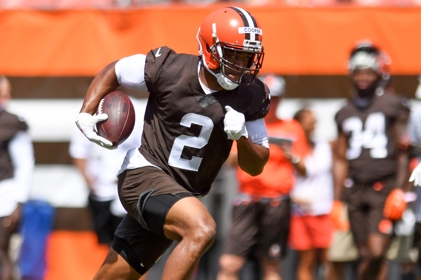 Amari Cooper #2 of the Cleveland Browns runs a drill during the Cleveland Browns mandatory minicamp