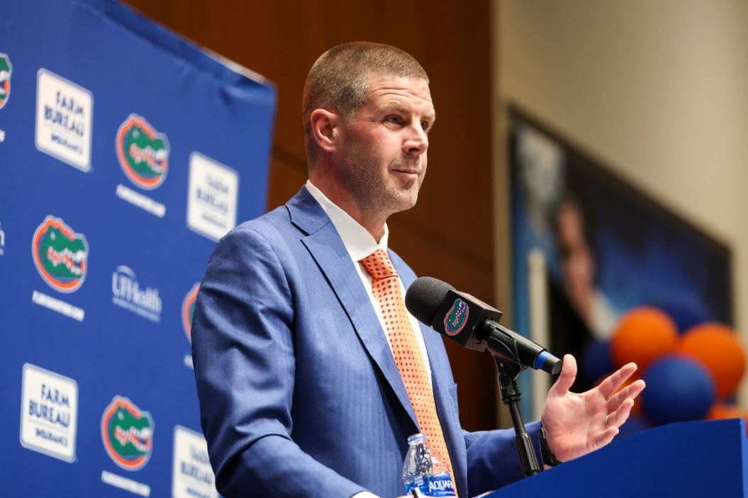 Head Coach Billy Napier of the Florida Gators speaks during a press conference introducing him to the Media