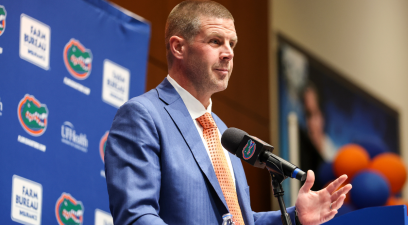 Head Coach Billy Napier of the Florida Gators speaks during a press conference introducing him to the Media