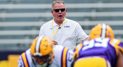 LSU Tigers head coach Brian Kelly during the LSU Spring Game