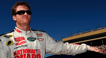 Dale Earnhardt Jr prepares to drive prior to the start of the NASCAR Sprint Cup Series Pep Boys Auto 500 at Atlanta Motor Speedway on October 26, 2008