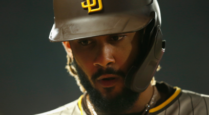 Fernando Tatis Jr. #23 of the San Diego Padres looks on after an at bat against the San Francisco Giants