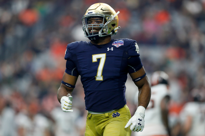 Notre Dame defensive lineman Isaiah Foskey (7) during the PlayStation Fiesta Bowl between the Notre Dame Fighting Irish and the Oklahoma State Cowboys