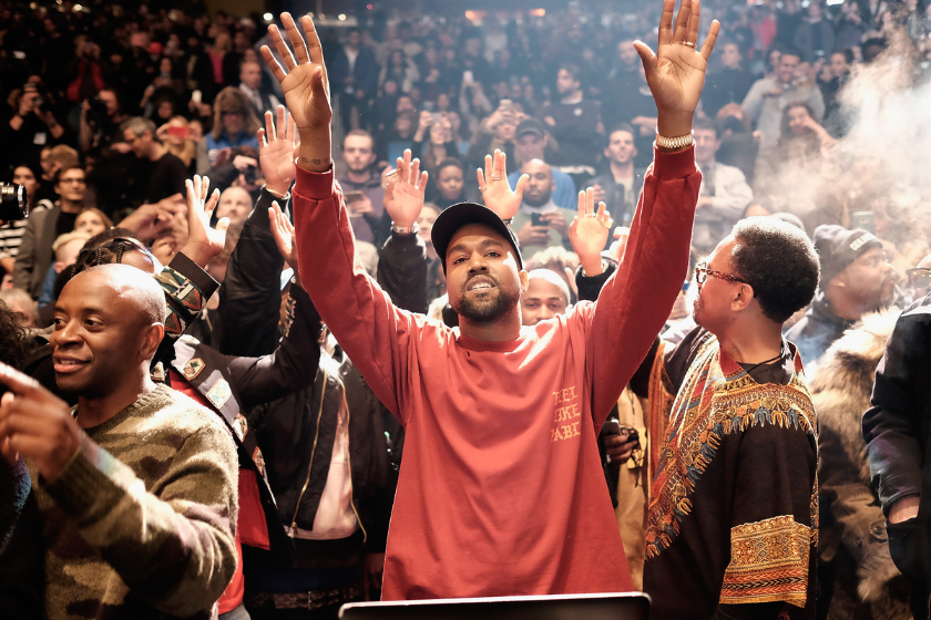 Kanye West performs during Kanye West Yeezy Season 3 