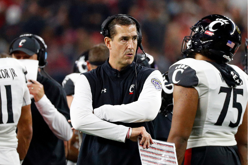 Head coach Luke Fickell of the Cincinnati Bearcats stands on the sidelines during the game against the Alabama Crimson Tide