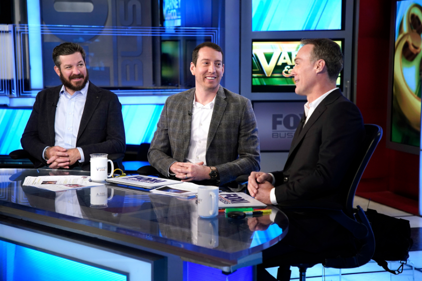 Martin Truex Jr., Kyle Busch, and Kevin Harvick during Varney & Co. at Fox Business Network Studios on November 12, 2019 in New York City