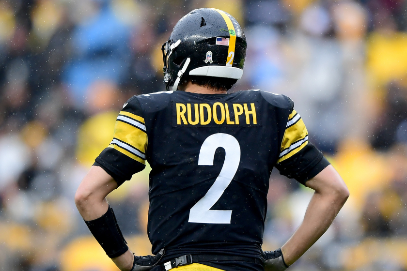 Mason Rudolph #2 of the Pittsburgh Steelers looks on during a game against the Detroit Lions