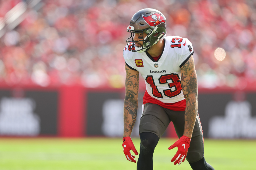 Mike Evans lines up at wideout for the Tampa Bay Buccaneers.