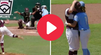 A LLWS batter is hit by a pitch, then embraces the pitcher.