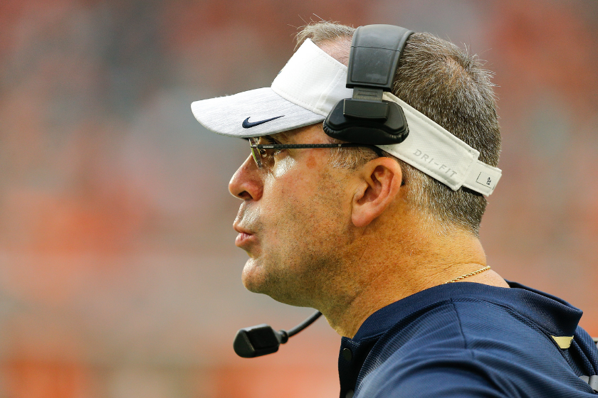Head coach Pat Narduzzi of the Pittsburgh Panthers reacts against the Miami Hurricanes