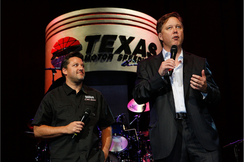 Tony Stewart and Brian France during the 2011 Schedule Announcement Party at House of Blues on August 17, 2010 in Dallas, Texas