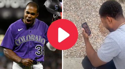 Colorado Rockies center fielder Wynton Bernard (36) reacts after a video review reversed a call at first base in the 7th inning on his first Major League hit, Wynton Bernard calls his mother to tell her about hi MLB callup