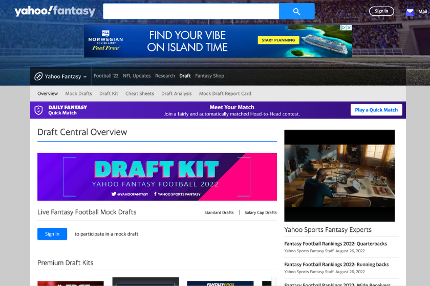 Yahoo Fantasy Launches Draft Together: Join your football league mates via  video chat during your draft! 