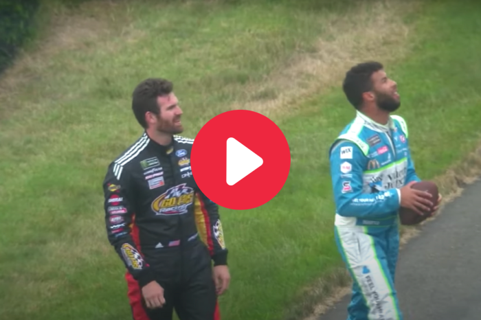 Bubba Wallace and Corey LaJoie Turned a Michigan Rain Delay Into a Game of Catch With the Fans