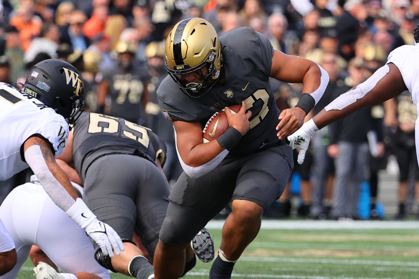 Army Black Knights running back Tyson Riley (32) during the college football game between the Army Black Knights and the Wake Forest Demon Deacons
