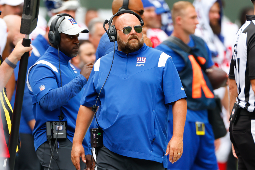 New York Giants head coach Brian Daboll during the first quarter of the National Football League game between the New York Jets and the New York Giants