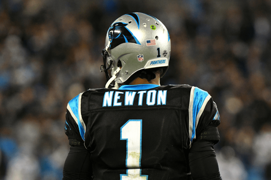 Cam Newton (1) in the Monday night football game between the New Orleans Saints and the Carolina Panthers