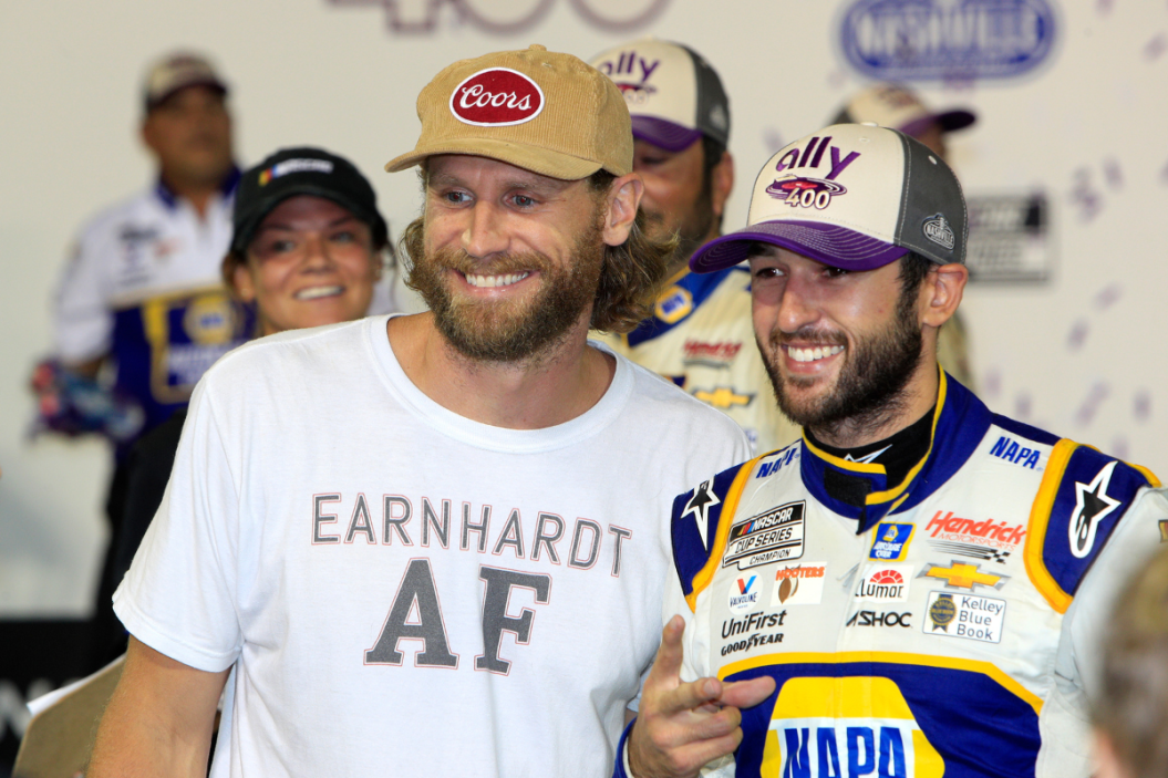 Chase Rice and Chase Elliott after Elliott won the 2022 Ally 400 at Nashville Superspeedway