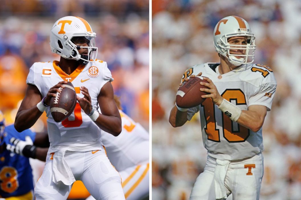 Hendon Hooker and Peyton Manning at Tennessee