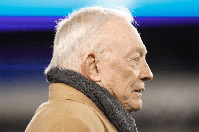 Owner Jerry Jones of the Dallas Cowboys looks on during warm ups before the game against the Philadelphia Eagles