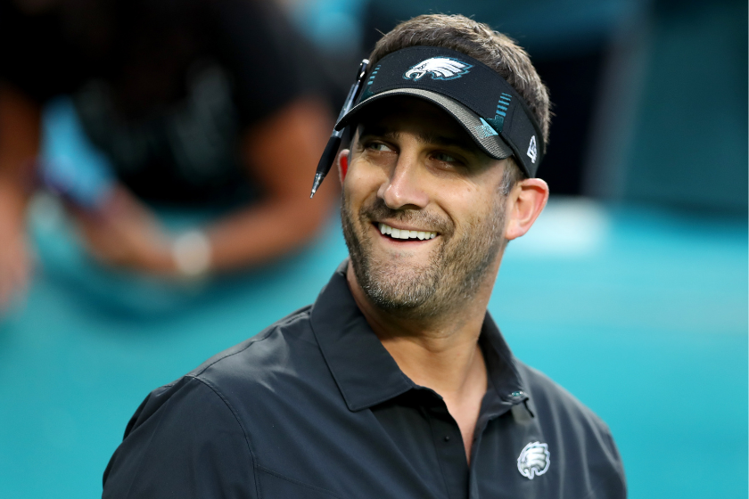 Head coach Nick Sirianni of the Philadelphia Eagles looks on prior to a game against the Miami Dolphins