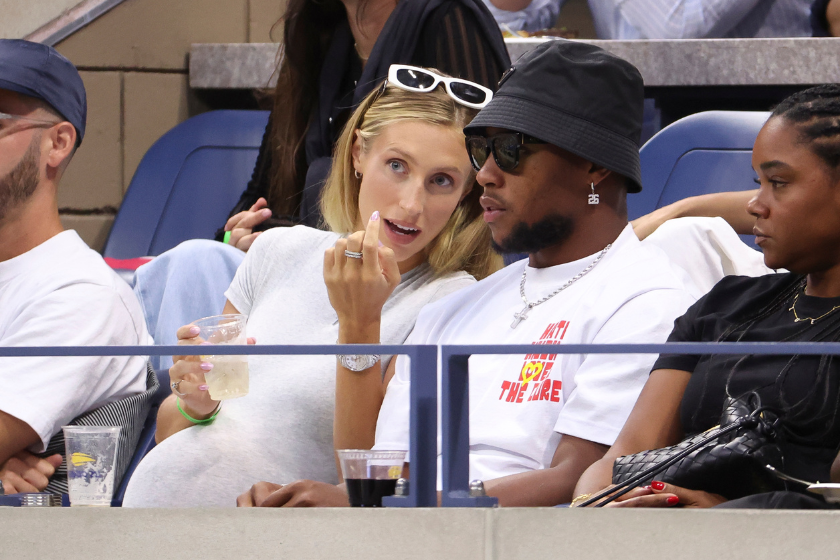 Saquon Barkley and his girlfriend Anna Congdon attend the 2022 U.S. Open together.