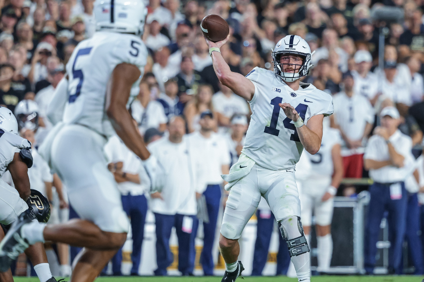 Sean Clifford #14 of the Penn State Nittany Lions is seen during the game against the Purdue Boilermakers