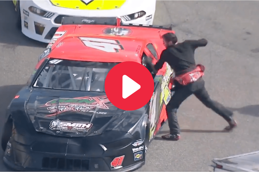 andrew grady punching driver while he's in stock car
