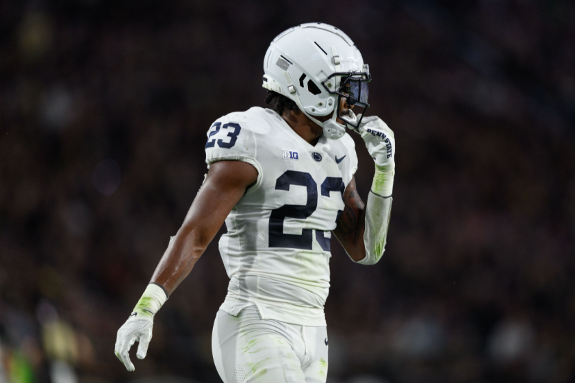 Penn State Nittany Lions linebacker Curtis Jacobs (23) looks to the sidelines during the college football game between the Purdue Boilermakers and Penn State