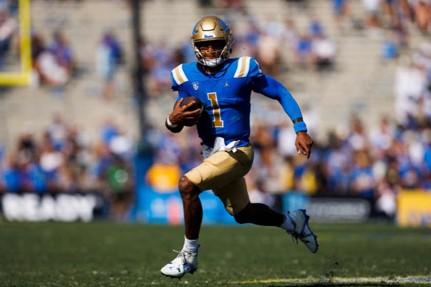  UCLA Bruins quarterback Dorian Thompson-Robinson (1) runs with the ball during the college football game against the Utah Utes