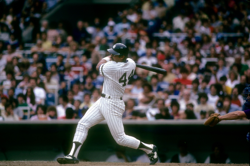 Reggie Jackson hitting for the Yankees in 1981.