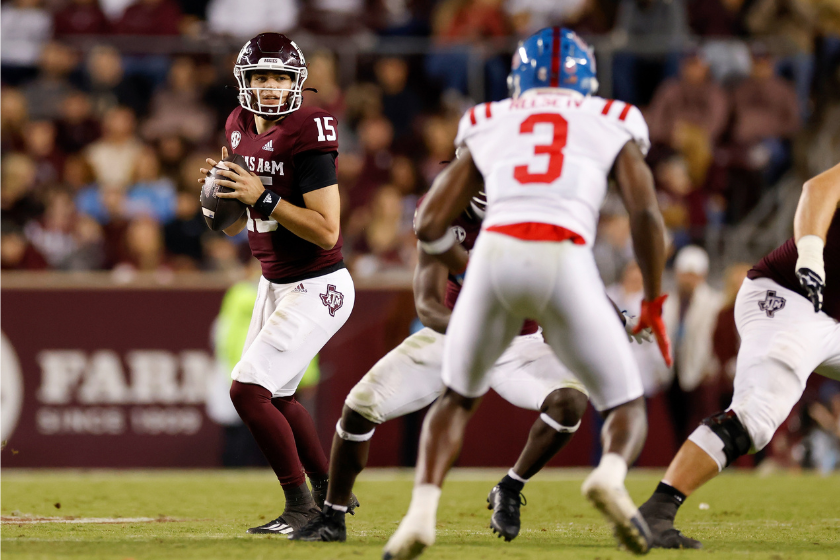 Conner Weigman drops back to pass against Ole Miss.