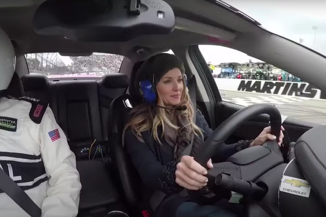 amy earnhardt driving pace car at martinsville speedway