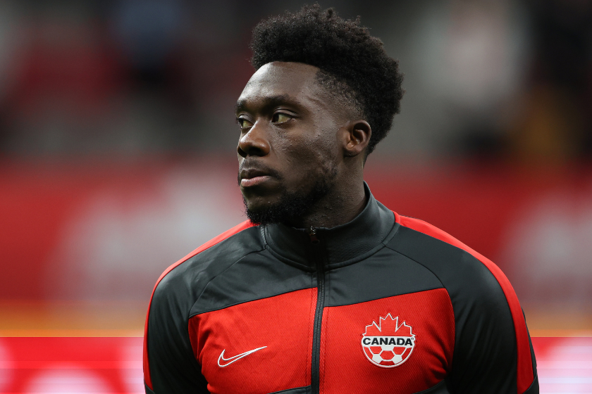 Alphonso Davies of Canada during the Canada v Curacao CONCACAF Nations League Group C match 