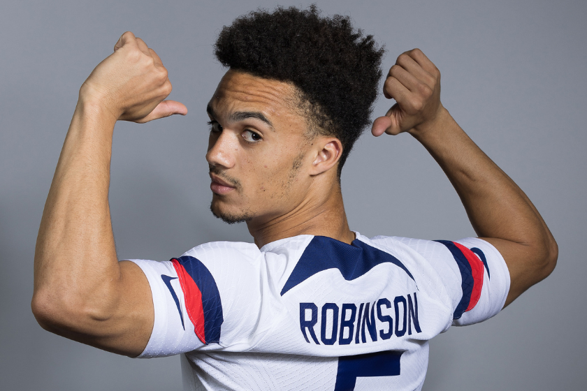 Antonee Robinson of United States poses during the official FIFA World Cup Qatar 2022 portrait session