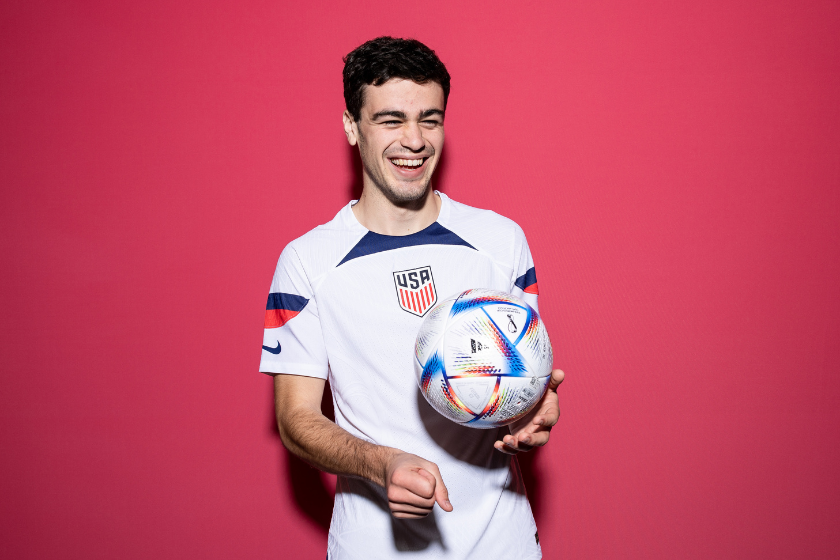 Gio Reyna of United States poses during the official FIFA World Cup Qatar 2022 portrait session