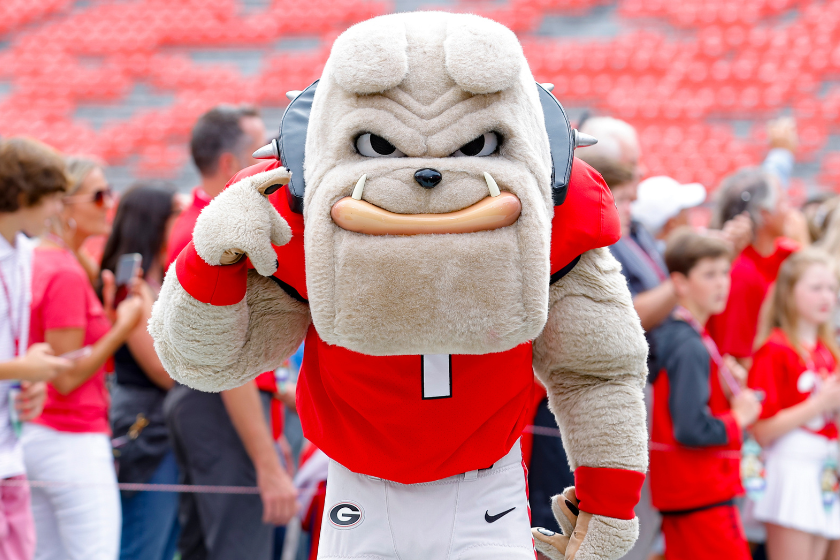 Georgia Bulldogs mascot Hairy Dawg is seen prior to the game against the Tennessee Volunteers at Sanford Stadium