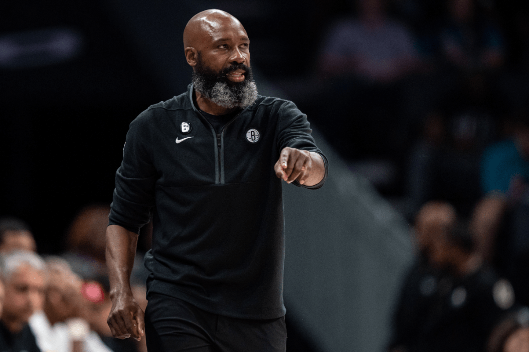 Jacque Vaughn coaches the Brooklyn Nets against the Charlotte Hornets.