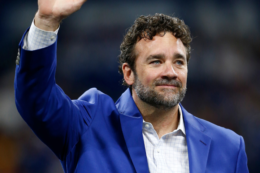 Former Indianapolis Colts Center Jeff Saturday and Colts Ring of Honor member during an NFL game