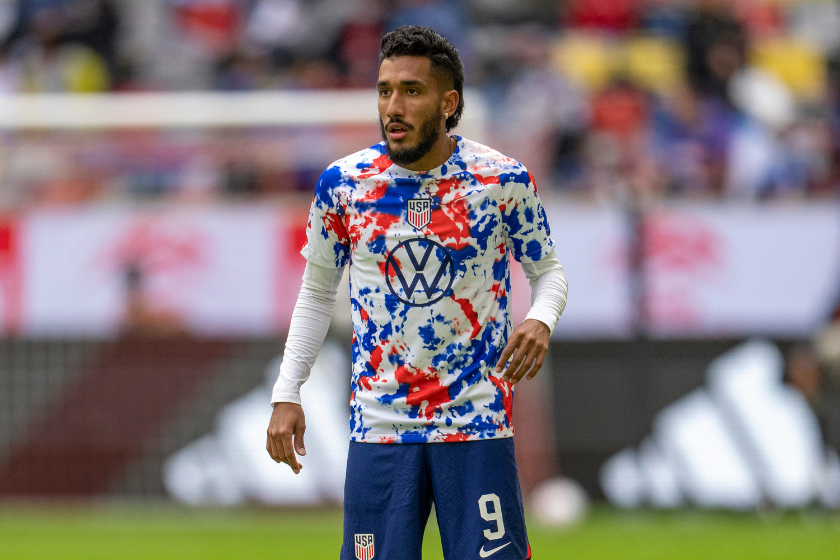 Jesus Ferreira #9 of the United States warms up during a game between Japan and USMNT